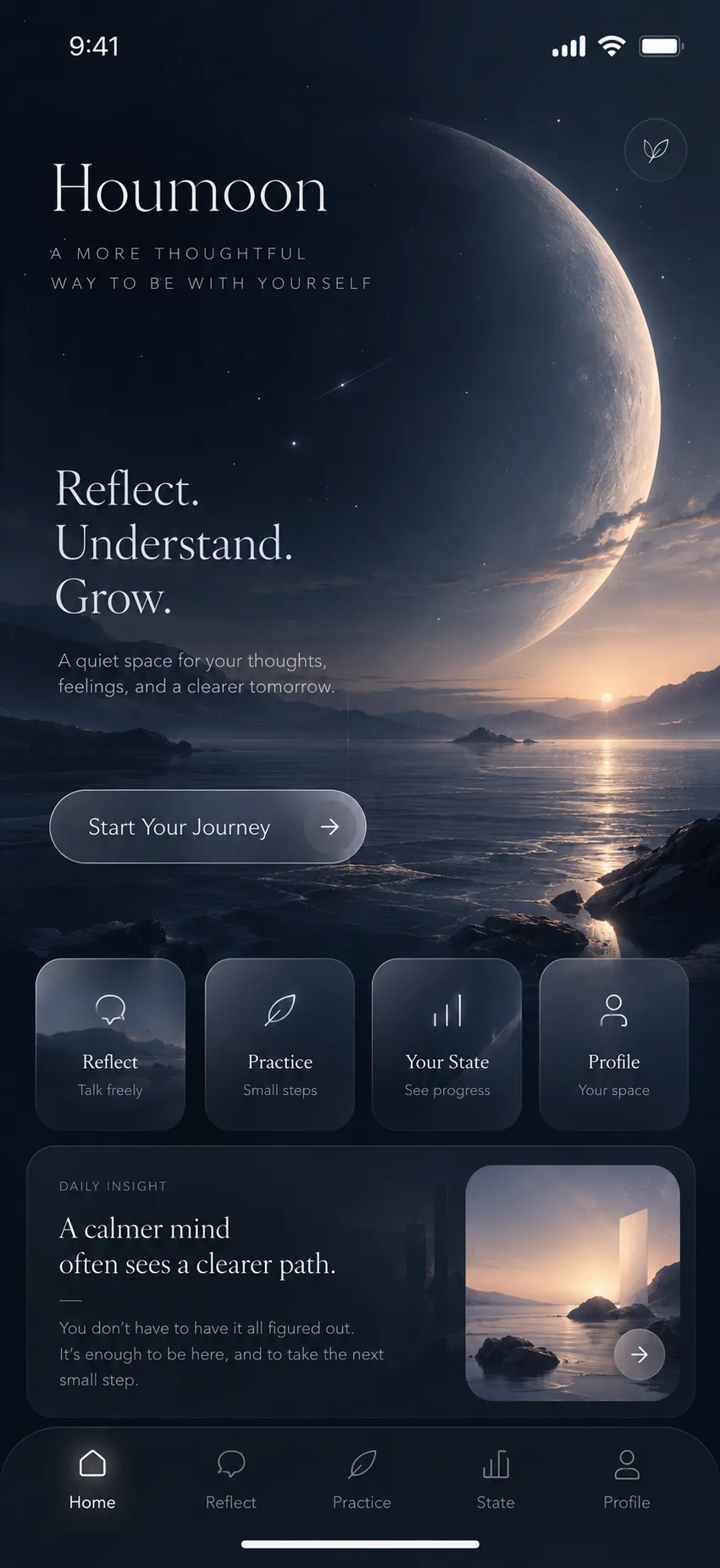 Houmoon reflection and practice concept